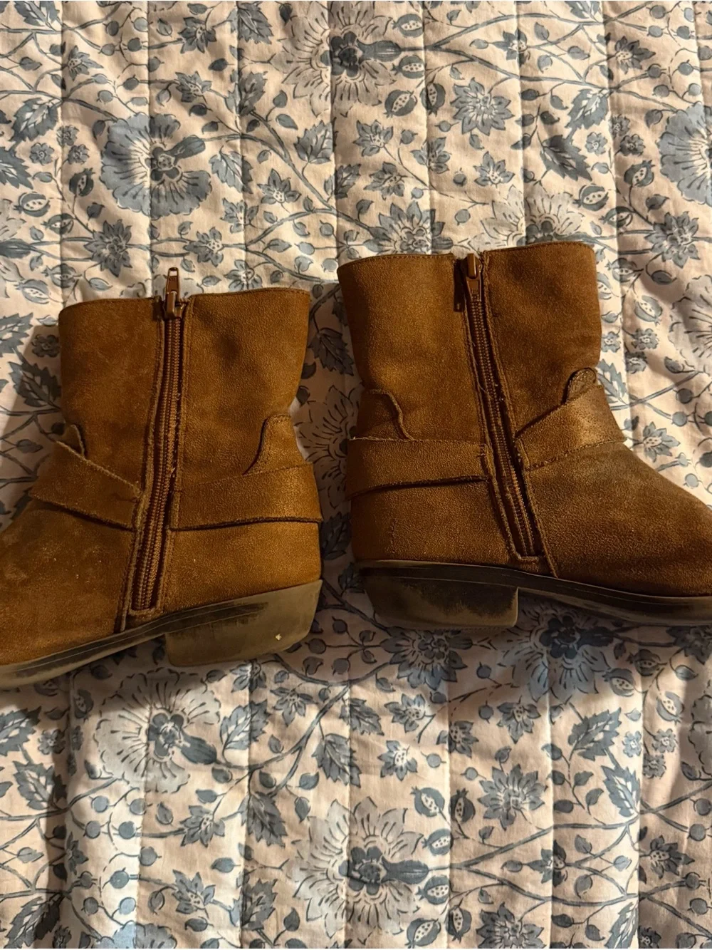 wonder nation Brown Suede Ankle Boots with Ring Harness